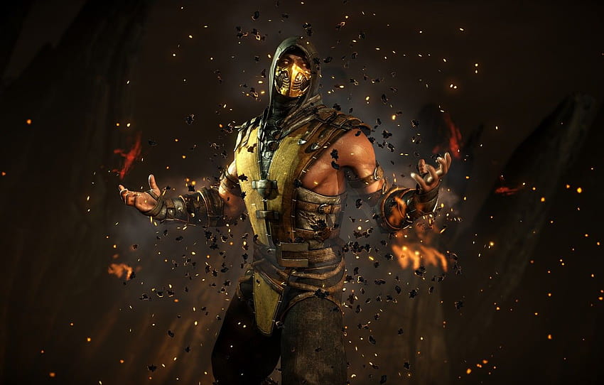 Yellow, Fire, fire, Ninja, Scorpio, Fighter, Mortal Kombat, Scorpion ...