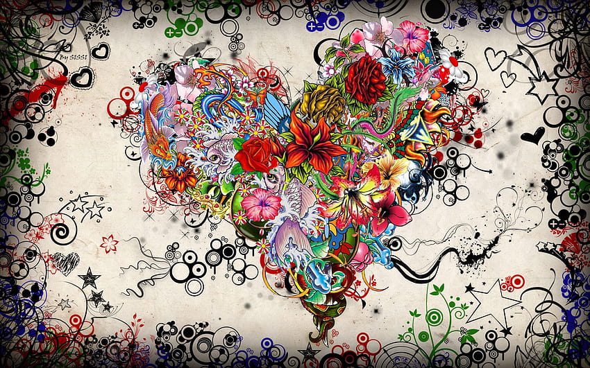 somebody loves you plumb, colorful flowers art HD wallpaper
