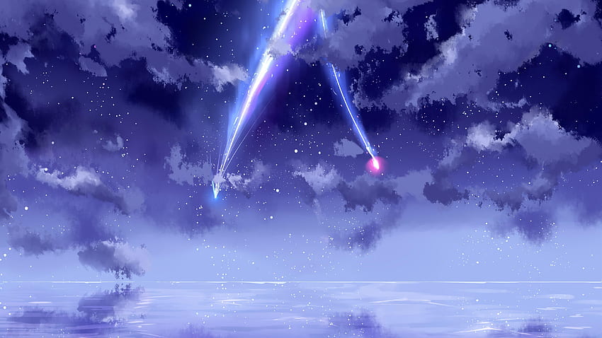 너의 이름은., 아름다운 하늘, 유성, 애니메이션 3840x2160, 보라색 애니메이션 HD 월페이퍼