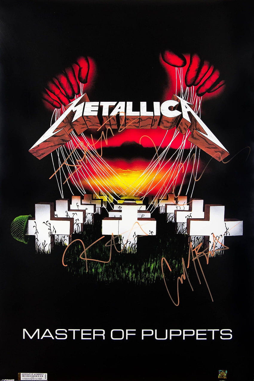 Metallica Master of Puppets Podpisany plakat Tapeta na telefon HD