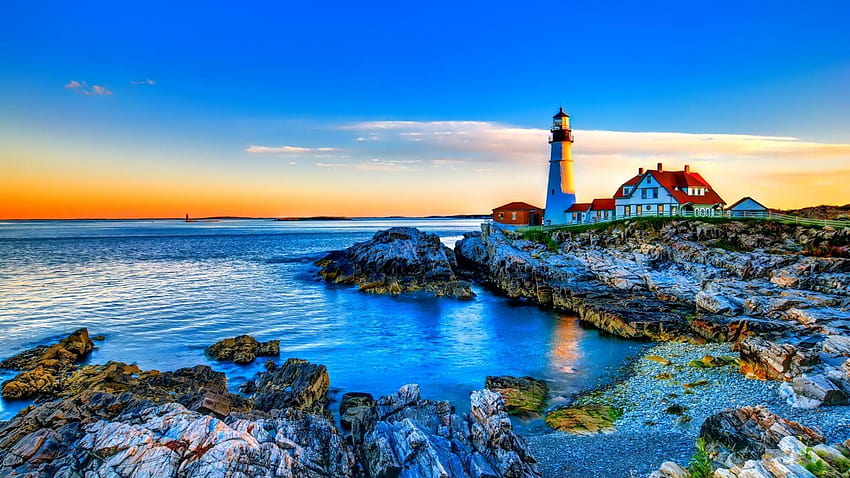 Gorgeous Lighthouse On A Rocky Shore r Backgrounds, oregon rocky coast HD wallpaper