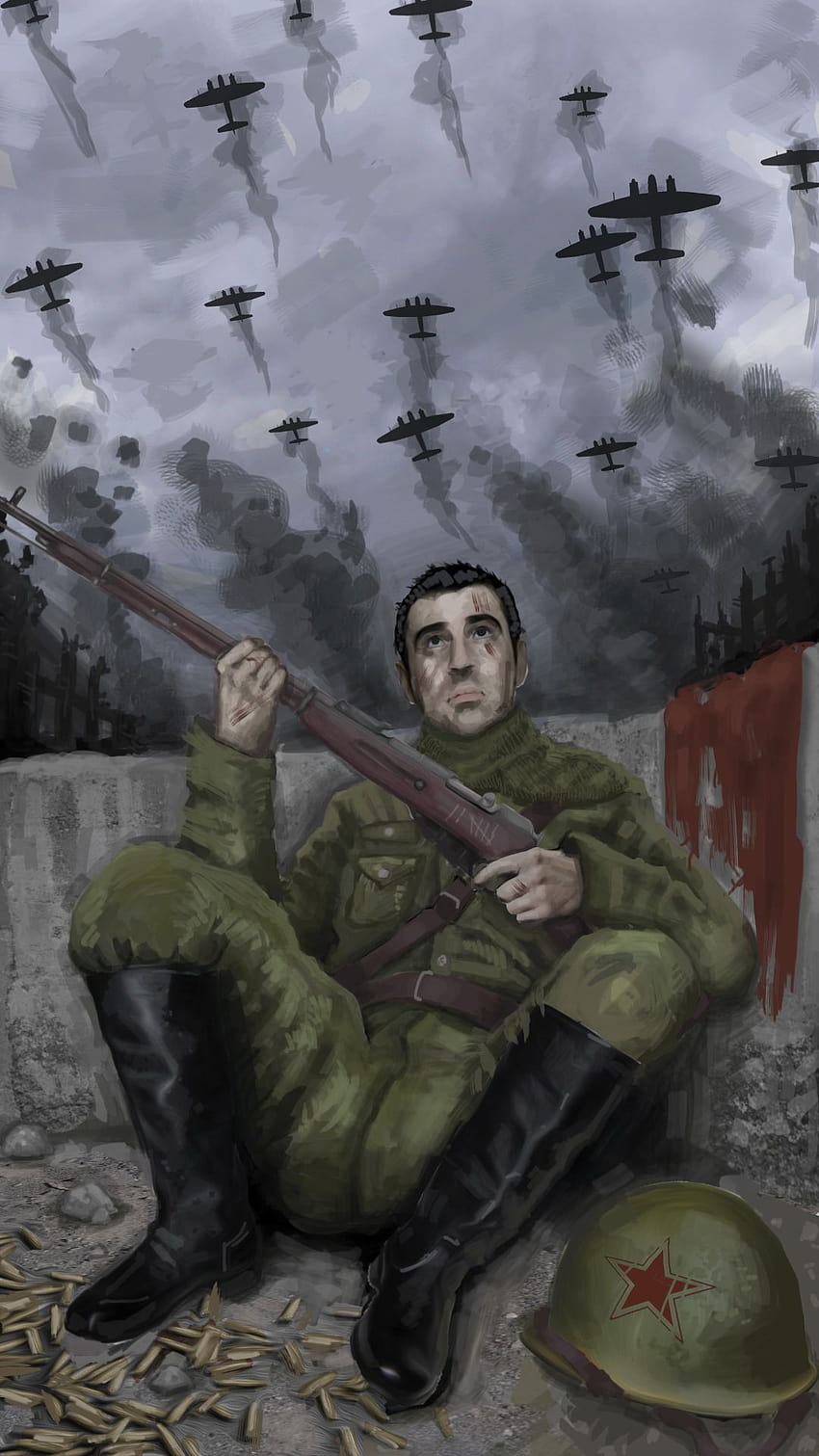 飛行機 ライフル 兵士 ロシア語 スターリングラードの戦い、ロシアの兵士 HD電話の壁紙