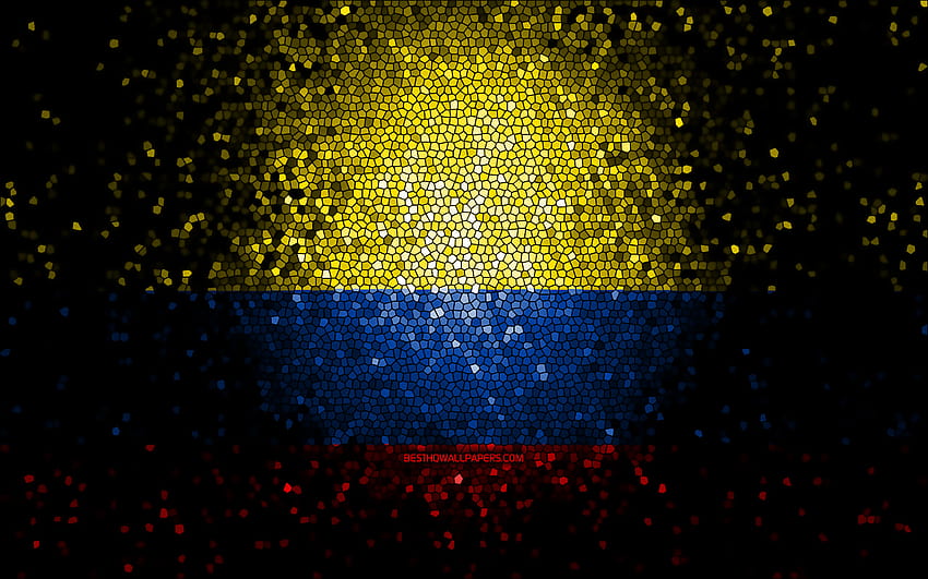 Colombia flag, mosaic art, South American countries, Flag of Colombia, national symbols, Colombian flag, artwork, South America, Colombia with resolution 2880x1800. High Quality HD wallpaper