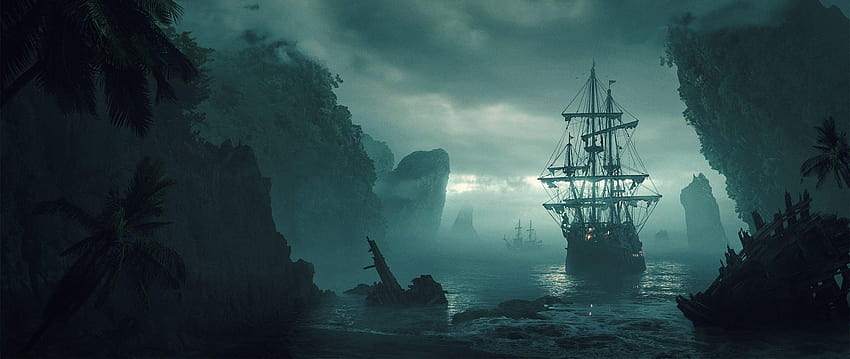 Pirates of the Caribbean Dead Men Tell No Tales Filmszene, Fluch der Karibik alle Schiffe HD-Hintergrundbild