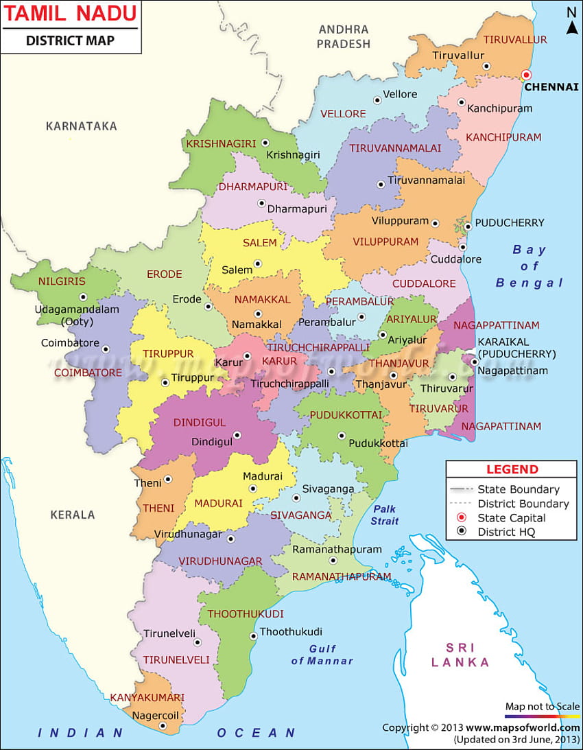 Mapa de Tamil Nadu, Distritos de Tamil Nadu fondo de pantalla del teléfono