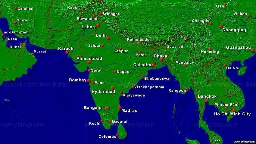 인도 지도, 인도 정치 지도 HD 월페이퍼