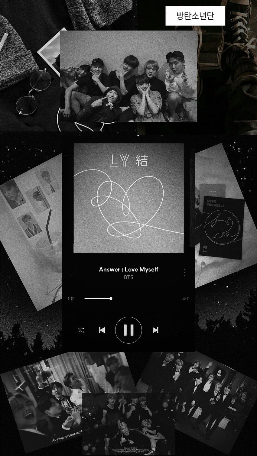 BTS Black Aesthetic, estetika musik gelap wallpaper ponsel HD