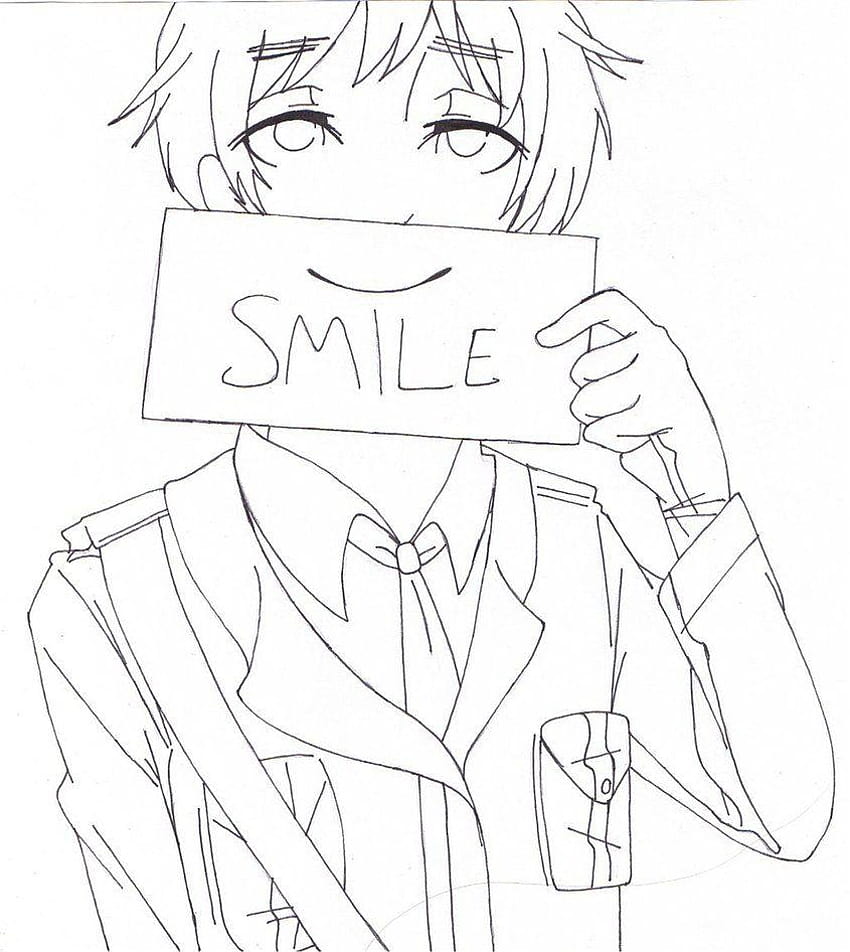 Fake Smile Sad Anime Boy Drawing, anime fake smile HD phone wallpaper