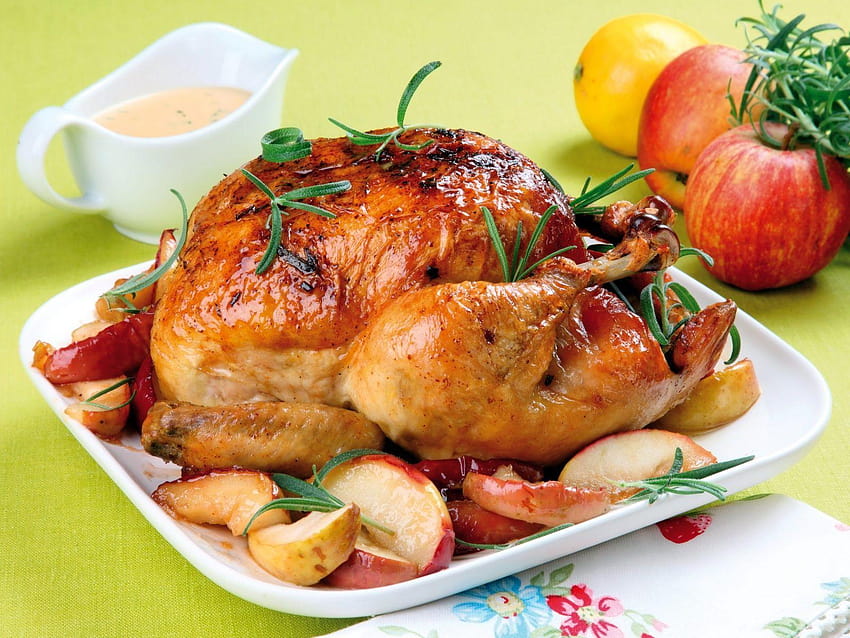 dla najnowszych produktów mięsnych pieczony kurczak, kurczak z rożna Tapeta HD