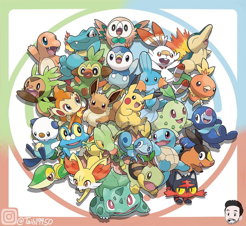 Eu desenhei todos os Pokémon iniciais. Espero que todos gostem! Gen 1 2 3 4 5 6 7 Lets Go e 8. Estou tão animado para Pokemon S…, todos os pokémons iniciais papel de parede HD