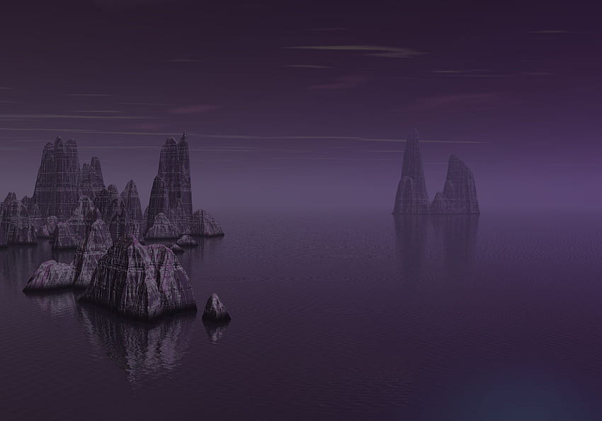 Sea Rocks Dark Purple Tone, Nature, Backgrounds, and, dark tone HD wallpaper