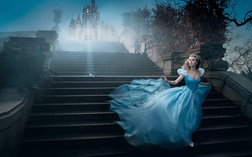 women, Scarlett Johansson, stairways, Cinderella, running, Annie Leibovitz, palace, Disney ::, disney women HD wallpaper