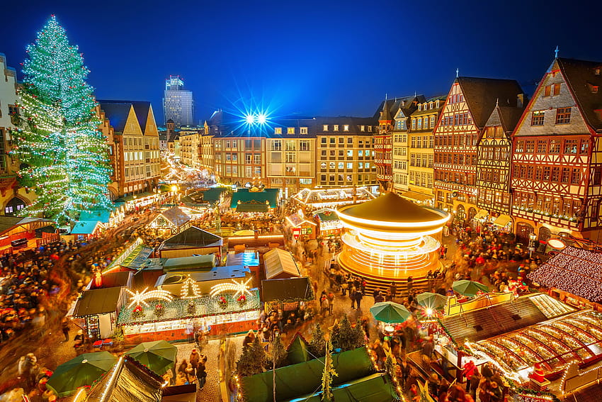 ドイツ, 家, 休日, クリスマス, ニュルンベルク, クリスマス, 木, 夜, 都市, 人々, 群衆 / そしてモバイルの背景 高画質の壁紙