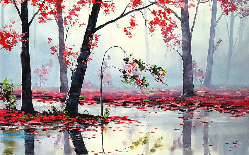3200535 / 1920x1200 артистичен, есен, есен, гора, пейзажи, листа, природа, картини, дъжд, отражение, сезони, дървета, мокро, есенна гора HD тапет