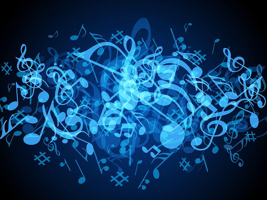 blue music notes background HD wallpaper