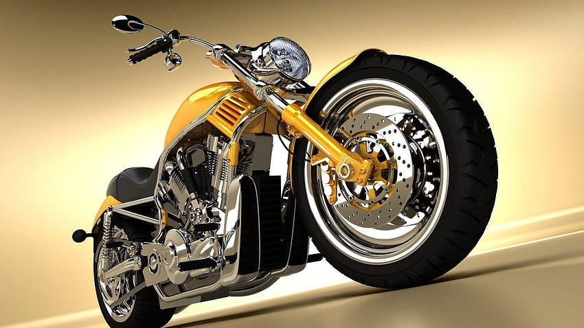 Motorcycle Yellow Harley, japstyle HD wallpaper