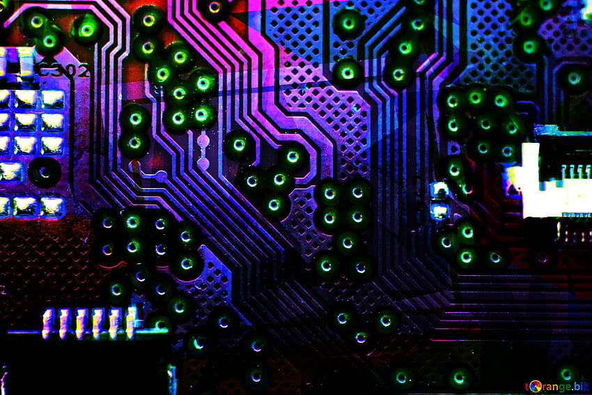 Dunkelblauer Motherboard-Computerchip auf CC HD-Hintergrundbild