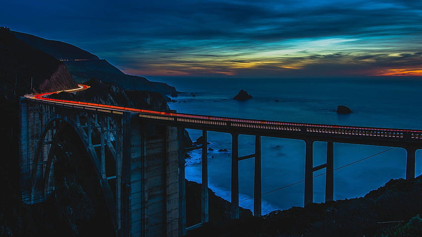 7 pontos de vista impressionantes na Pacific Coast Highway, noite na rodovia costeira papel de parede HD