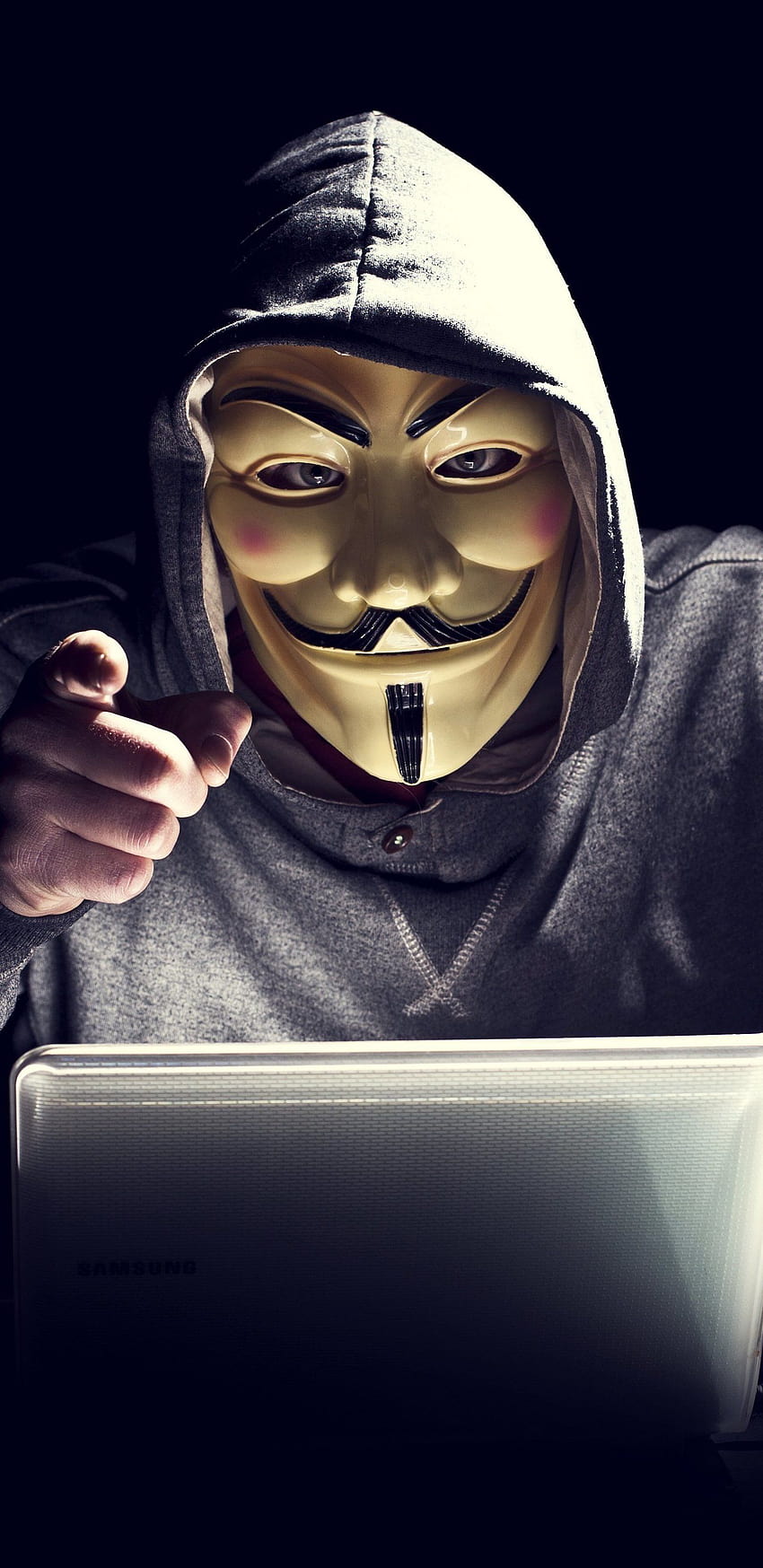 Anonymus Hacker In Mask – Cool Backgrounds, pointing finger HD phone wallpaper