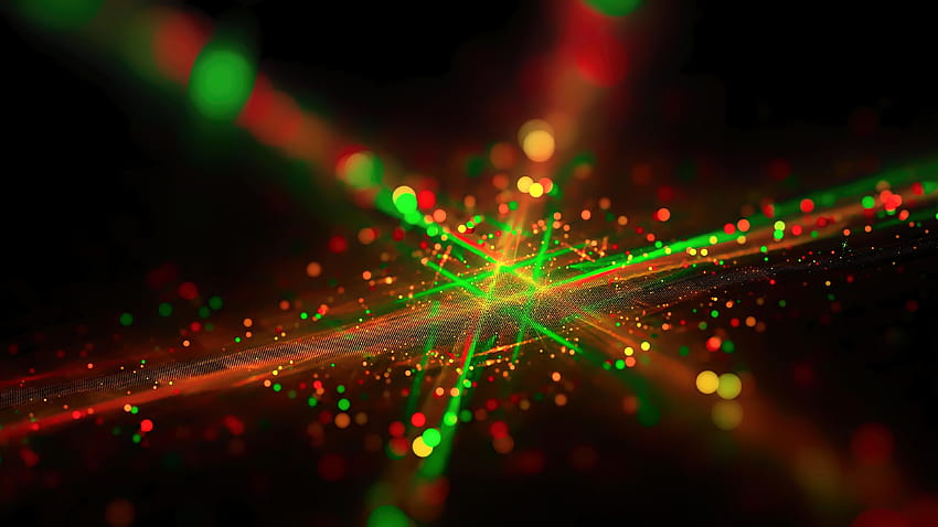 cyfrowe światło zielone i czerwone, wykres bokeh świateł laserowych, wiązka laserowa Tapeta HD