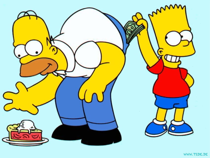 Bart rouba dinheiro de Homer, homer e bart papel de parede HD
