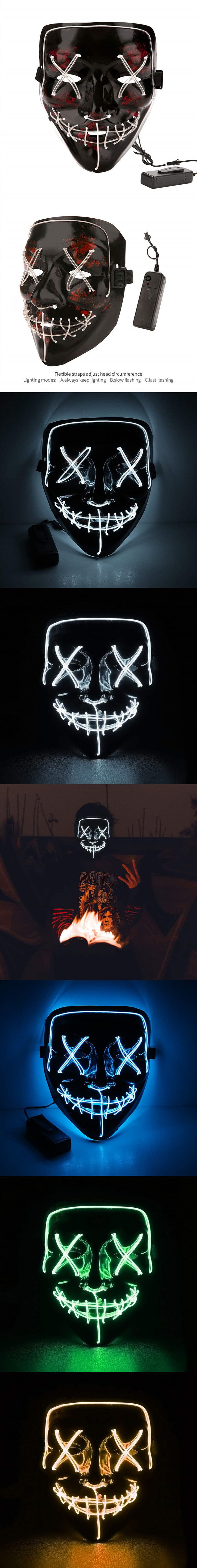 Maschera di Halloween Maschera illuminata a LED per Festival Cosplay Costume di Halloween Feste Maschera spaventosa Sfondo del telefono HD