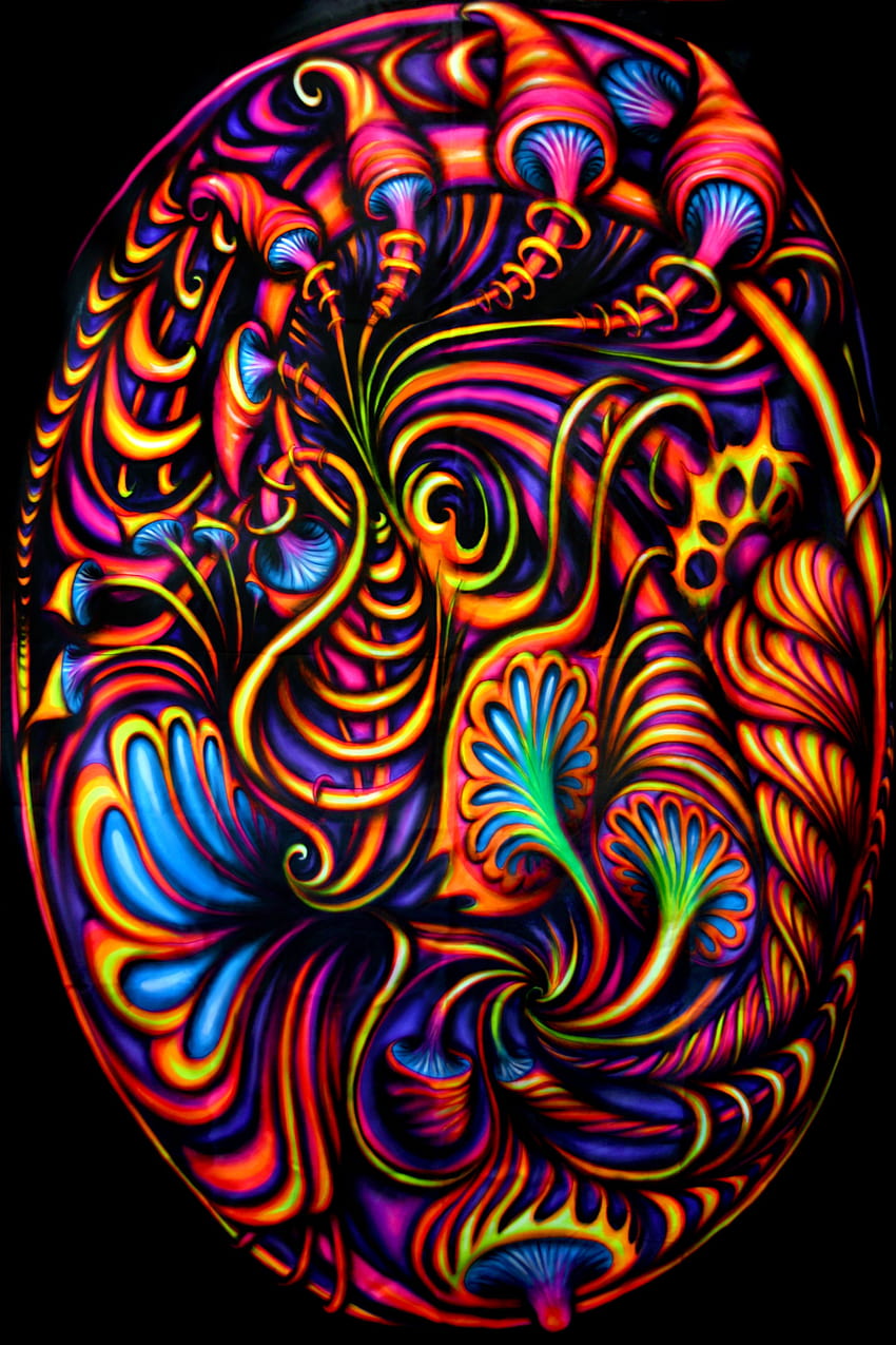 kolohouba, colorful mushrooms fractal art HD phone wallpaper