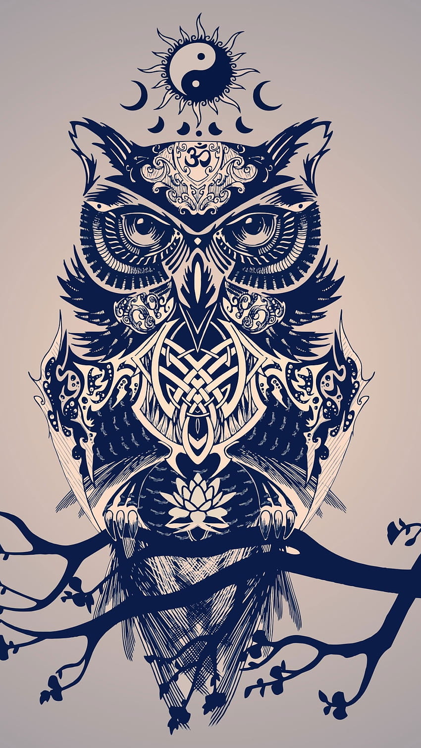 Owl Digital , Painting Of Owl, Minimalism, Digital Art • สำหรับคุณ นกฮูกสามขา วอลล์เปเปอร์โทรศัพท์ HD