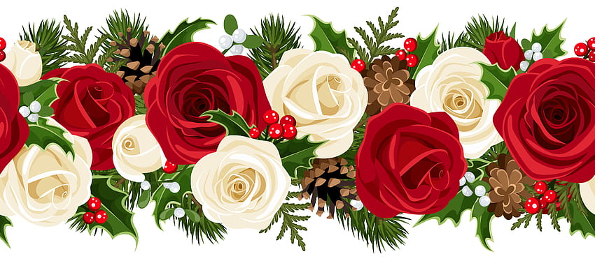 Christmas Rose Garland PNG Clip Art HD wallpaper
