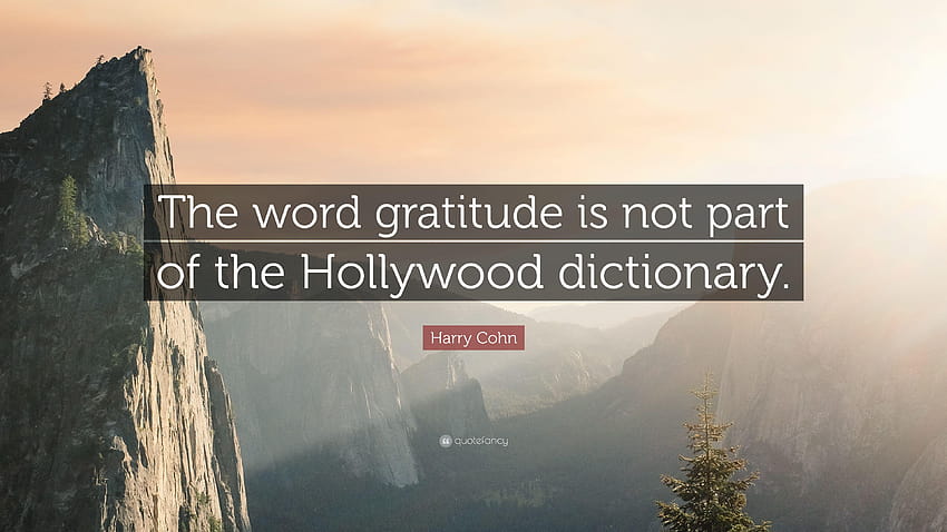 Harry Cohn Quote: “The word gratitude is not part of the Hollywood, dictionary HD wallpaper