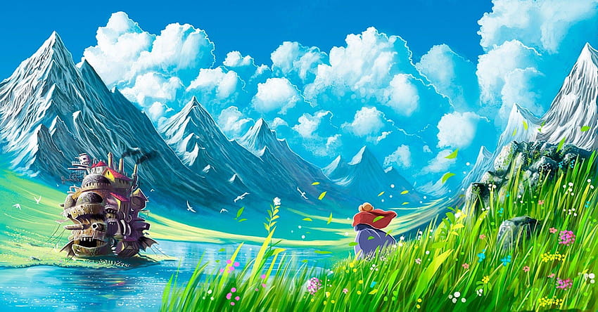 Studio Ghibli, Howls Moving Castle, Mountain / Wallpaper HD