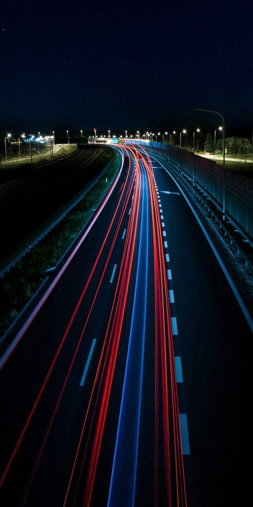 długiej ekspozycji Wykres nocny Widok pojazdu, długa ekspozycja światła Tapeta na telefon HD