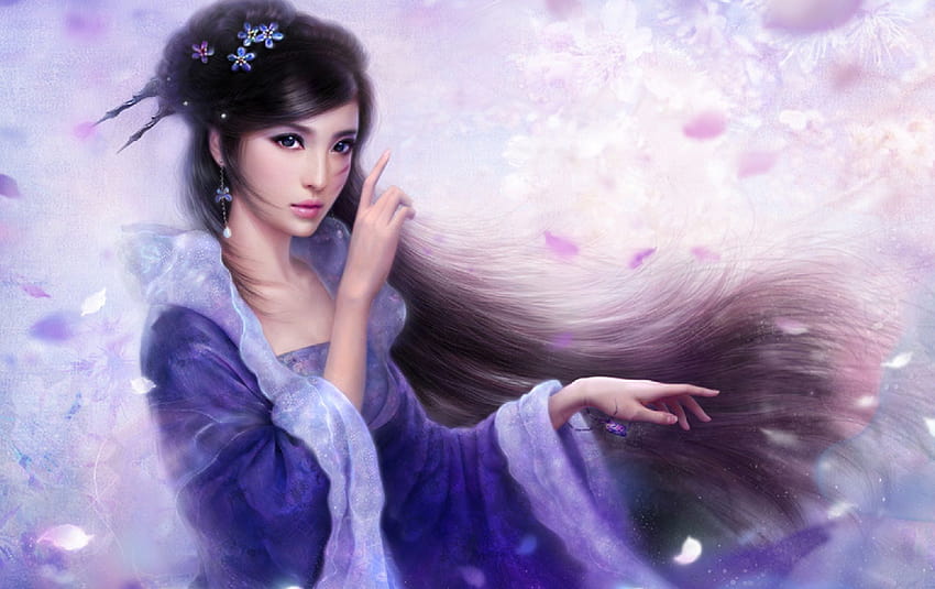 Fantezi Asyalı Kız, Çinli oryantal kız anime HD duvar kağıdı