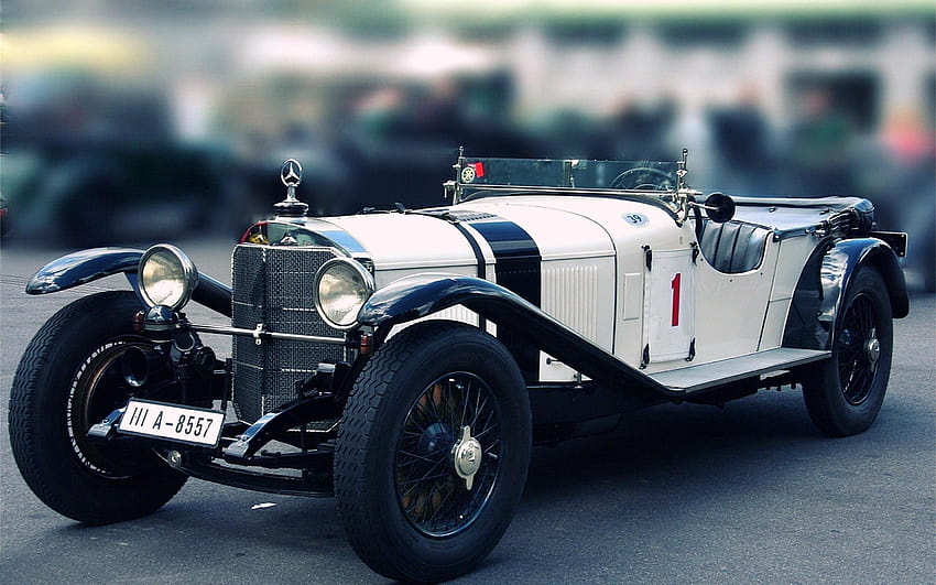 Vintage white and black convertible coupe, Mercedes, vintage sports car HD wallpaper