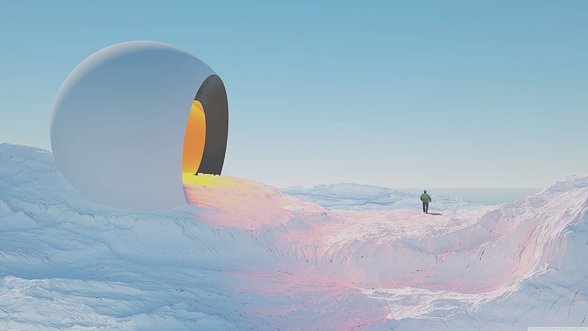 Frozen Landscape, Sci, retro sci fi art HD wallpaper