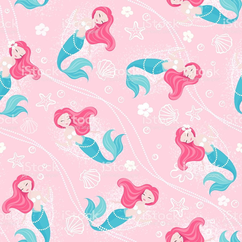 Pink Pastel Mermaid Pattern For Kids Fashion Artwork Anak-anak, jalan putri duyung wallpaper ponsel HD