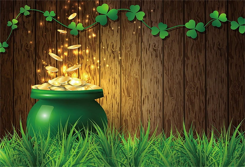 Amazon : CSFOTO 8x6ft Backgrounds Green Gold Jar on Grass, st patricks day rustic HD wallpaper
