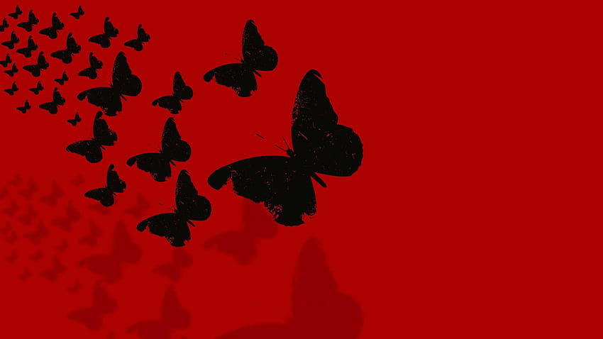 Farfalle rosse, computer rosso femminile Sfondo HD