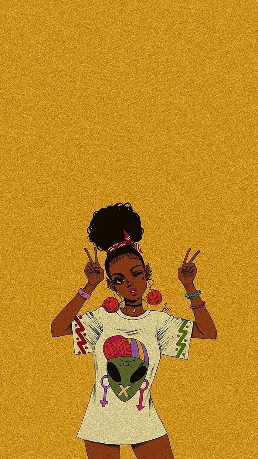 Black Girl Aesthetic, dibujos de chicas negras fondo de pantalla del teléfono