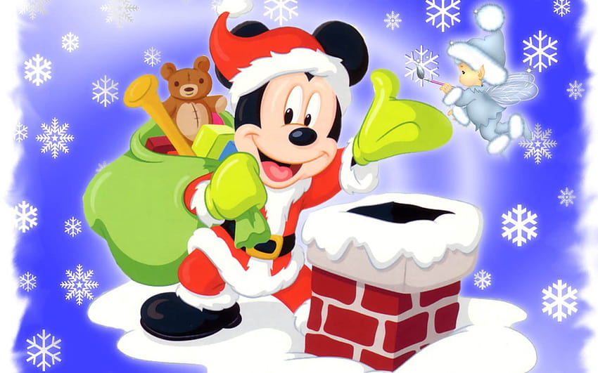 Cute Disney, cartoon characters merry christmas HD wallpaper