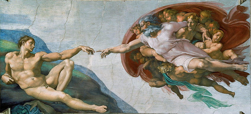 католицизъм, микеланджело адам HD тапет