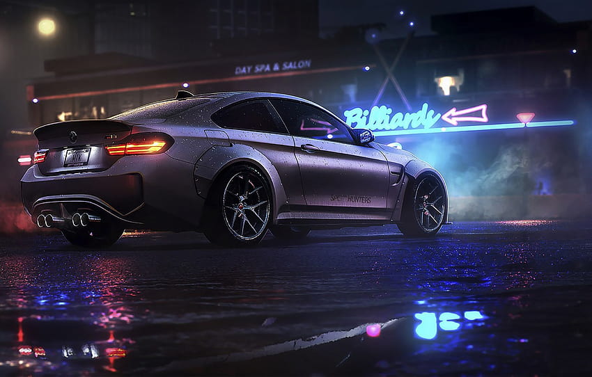 nuit, BMW, jeu, NFS, nuit, art, Arts électroniques, Need For Speed, BMW M4, Need For Speed ​​2015 , section игры, nuit bmw Fond d'écran HD