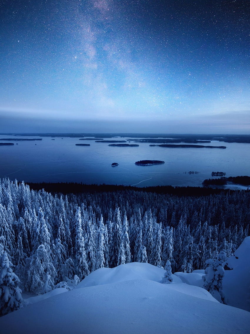 1536x2048 Koli National Park, Snow, Winter, Milky Way, Starry Sky, Finland for Apple iPad Mini,Apple IPad 3,4, finland phone HD phone wallpaper
