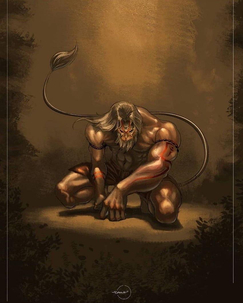 Lord Hanuman autorstwa Haryrama Suppiaha o bogu małpie, wściekłym panu hanumanie Tapeta na telefon HD