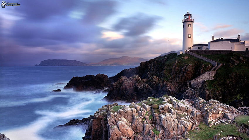 Lighthouse on a cliff, rocky cliff lighthouse HD wallpaper