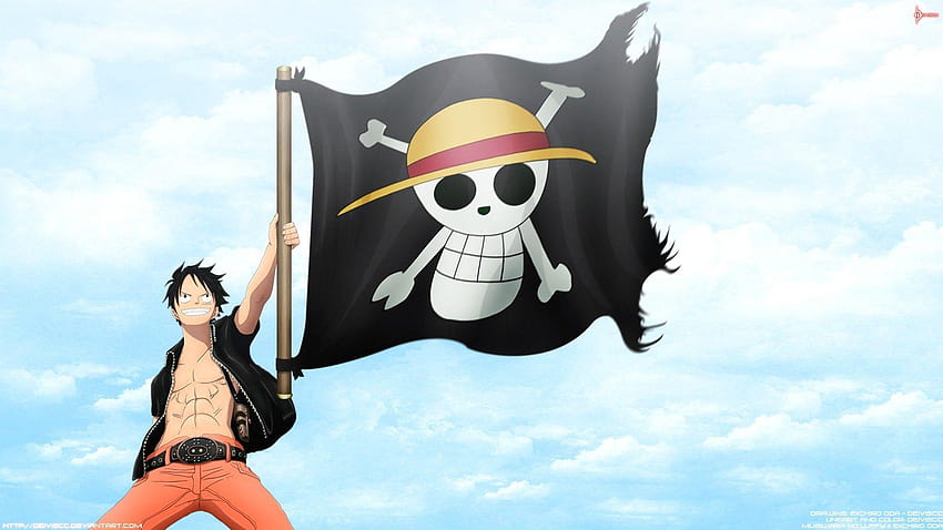 One Piece, D. Luffy, Şapka Korsanları, Roger, hasır şapka korsan bayrağı HD duvar kağıdı