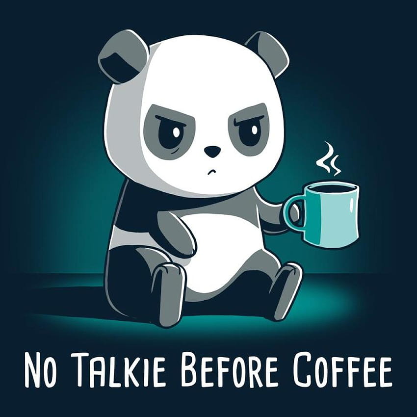 No Talkie Before Coffee, panda with coffee HD phone wallpaper