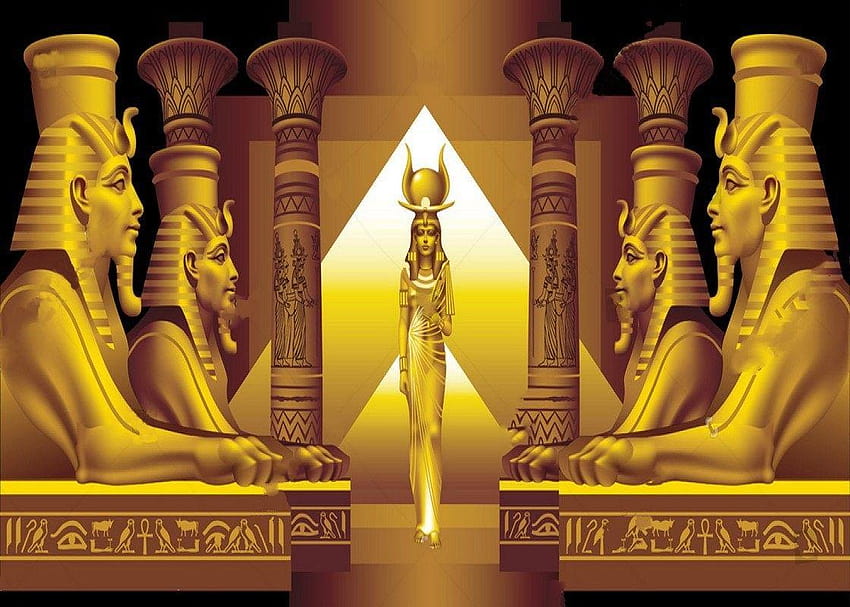 Egyptian queen sphinx gold black party themed backdrop Vinyl cloth, egyptian backgrounds HD wallpaper