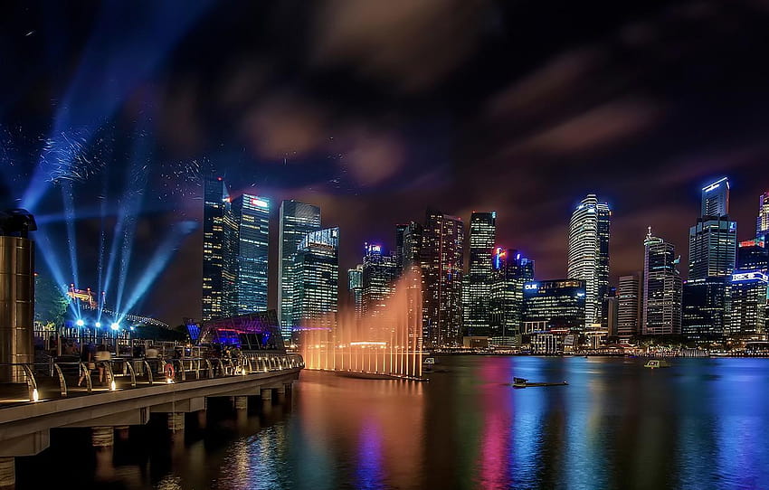 notte, Singapore, Marina Bay Sands per, marina bay sands notte Sfondo HD