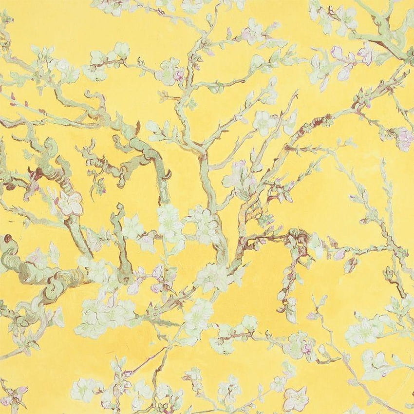 노란 아몬드 나무, 반 고흐 꽃 HD 전화 배경 화면
